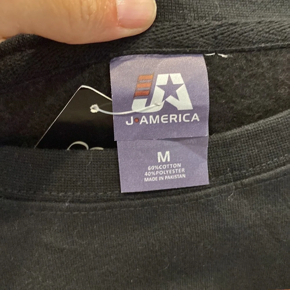 NWT J. America Black and Orange Baseball Crewneck Sweatshirt size medium - Picture 2 of 4